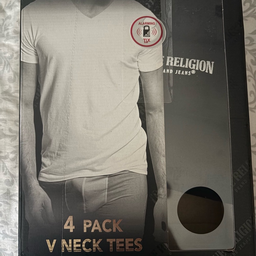 True Religion Men's Black V-Neck Tees - 3 pack